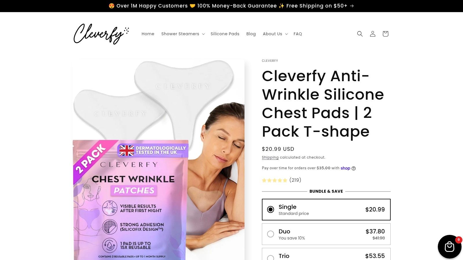 Cleverfy Anti-Wrinkle Silicone Chest Pads | 2 Pack T-shape