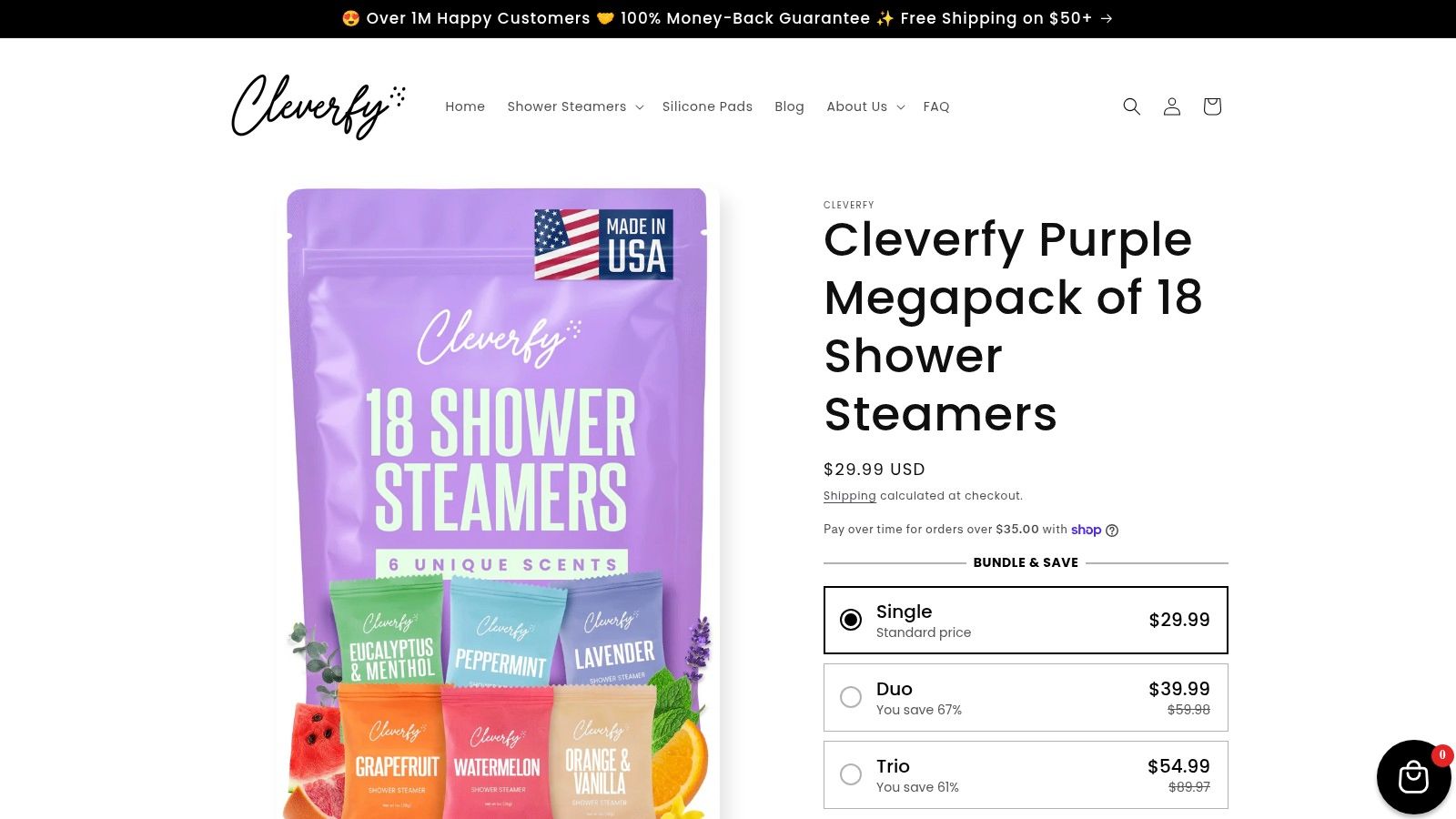 Cleverfy Purple Megapack of 18 Shower Steamers