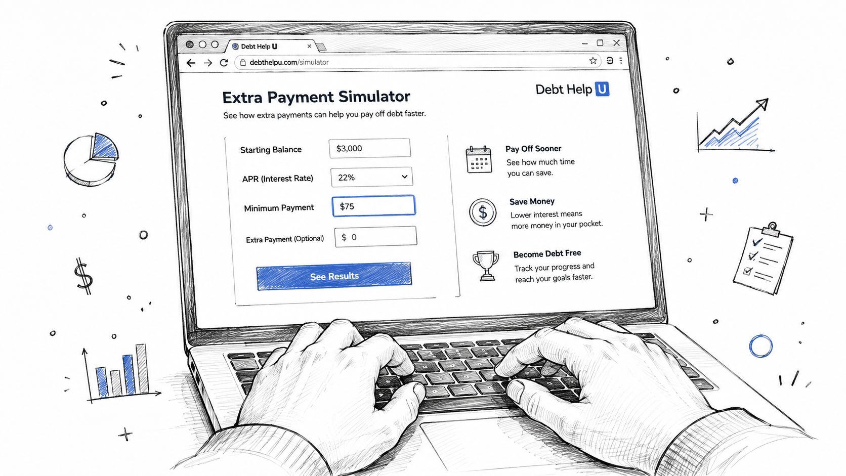 Screenshot from https://debthelpu.com/simulator/extra-payment