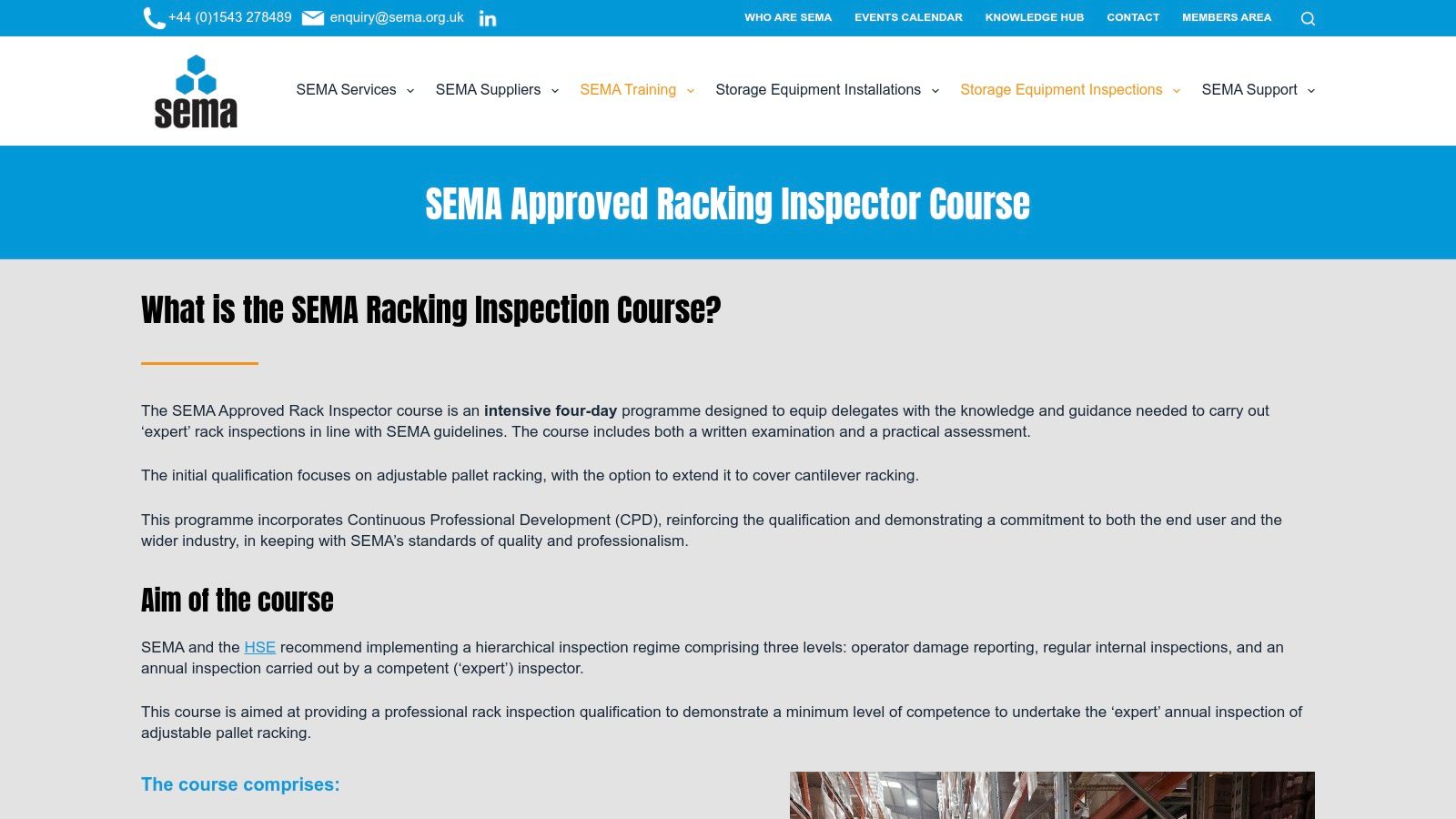Sema Approved Racking Inspection Racking Inspection Courses: Master Safe Warehouse Compliance