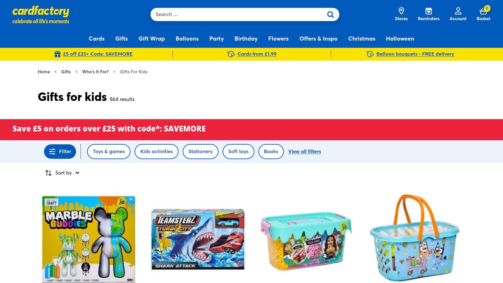 Card Factory and GettingPersonal personalised gifts for kids