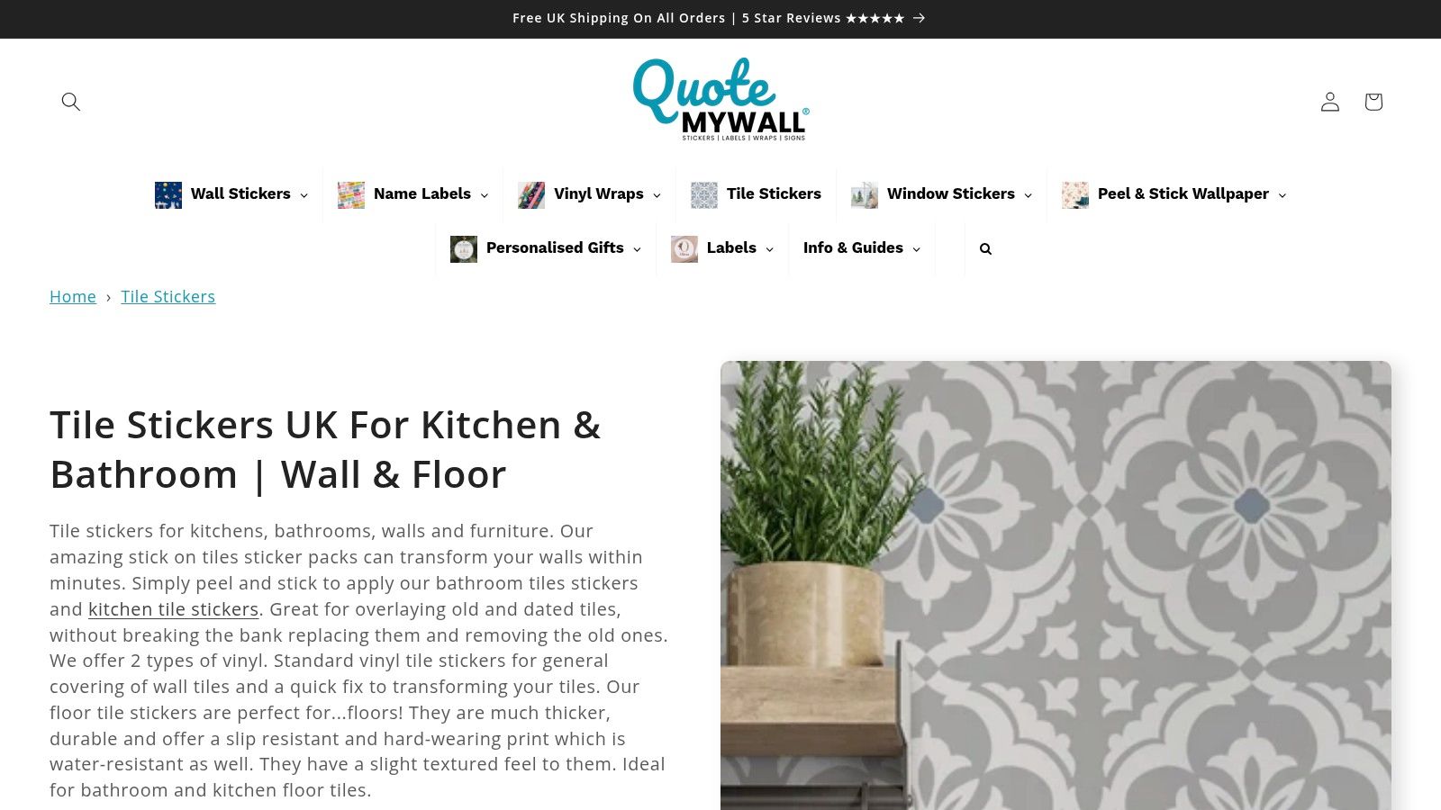 Tile Stickers UK For Kitchen & Bathroom | Wall & Floor
