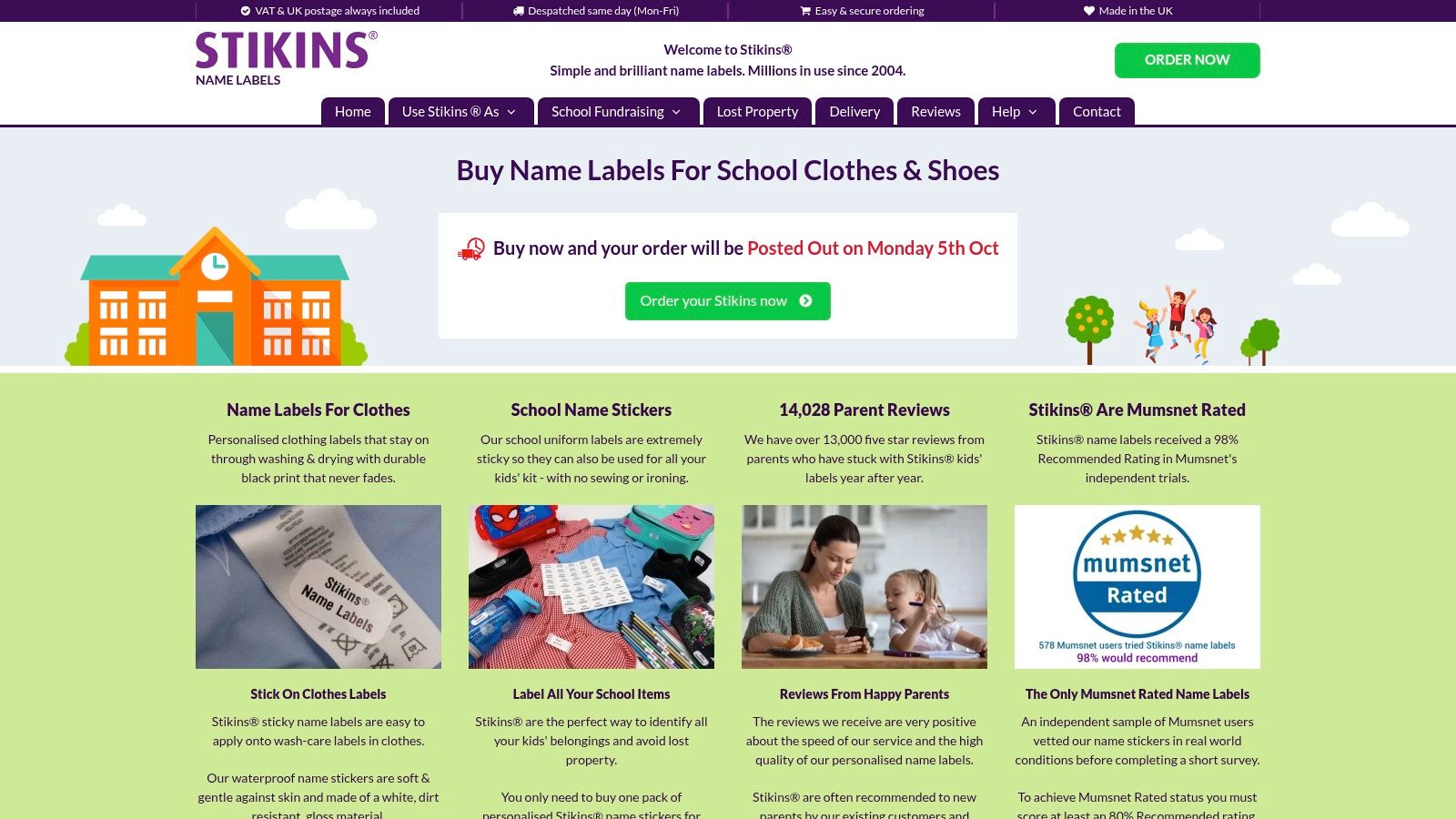 Stikins by Label Planet personalised name labels