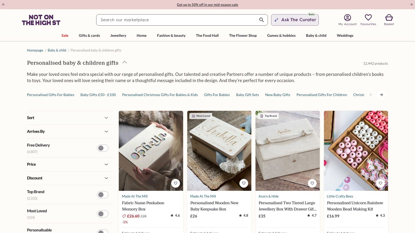 Not On The High Street personalised baby and child gifts