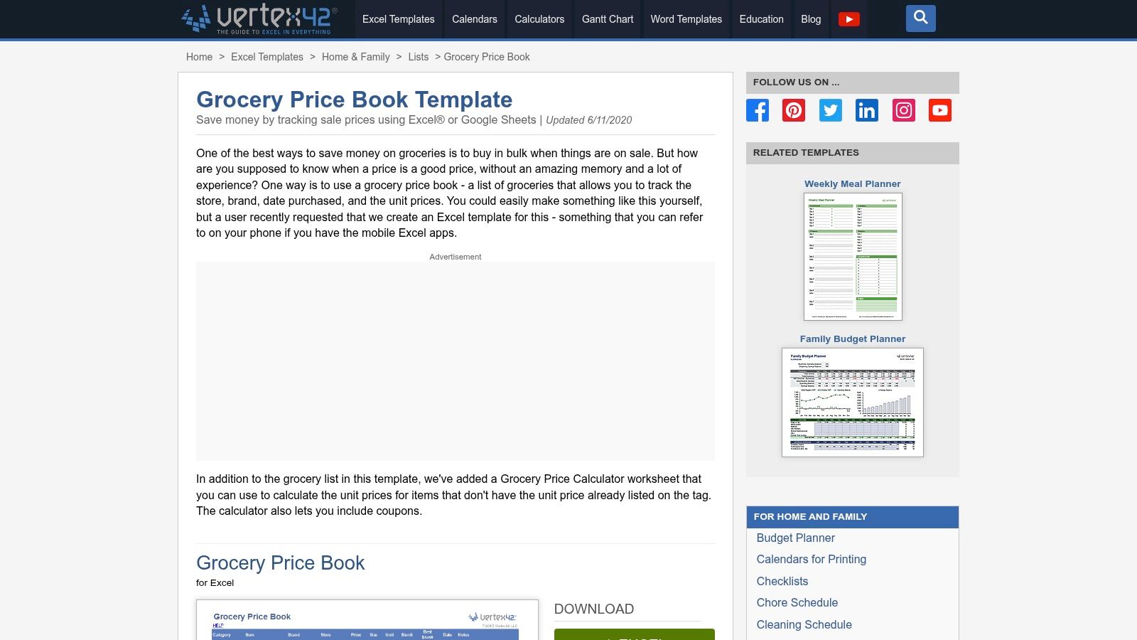 Vertex42 Grocery Price Book