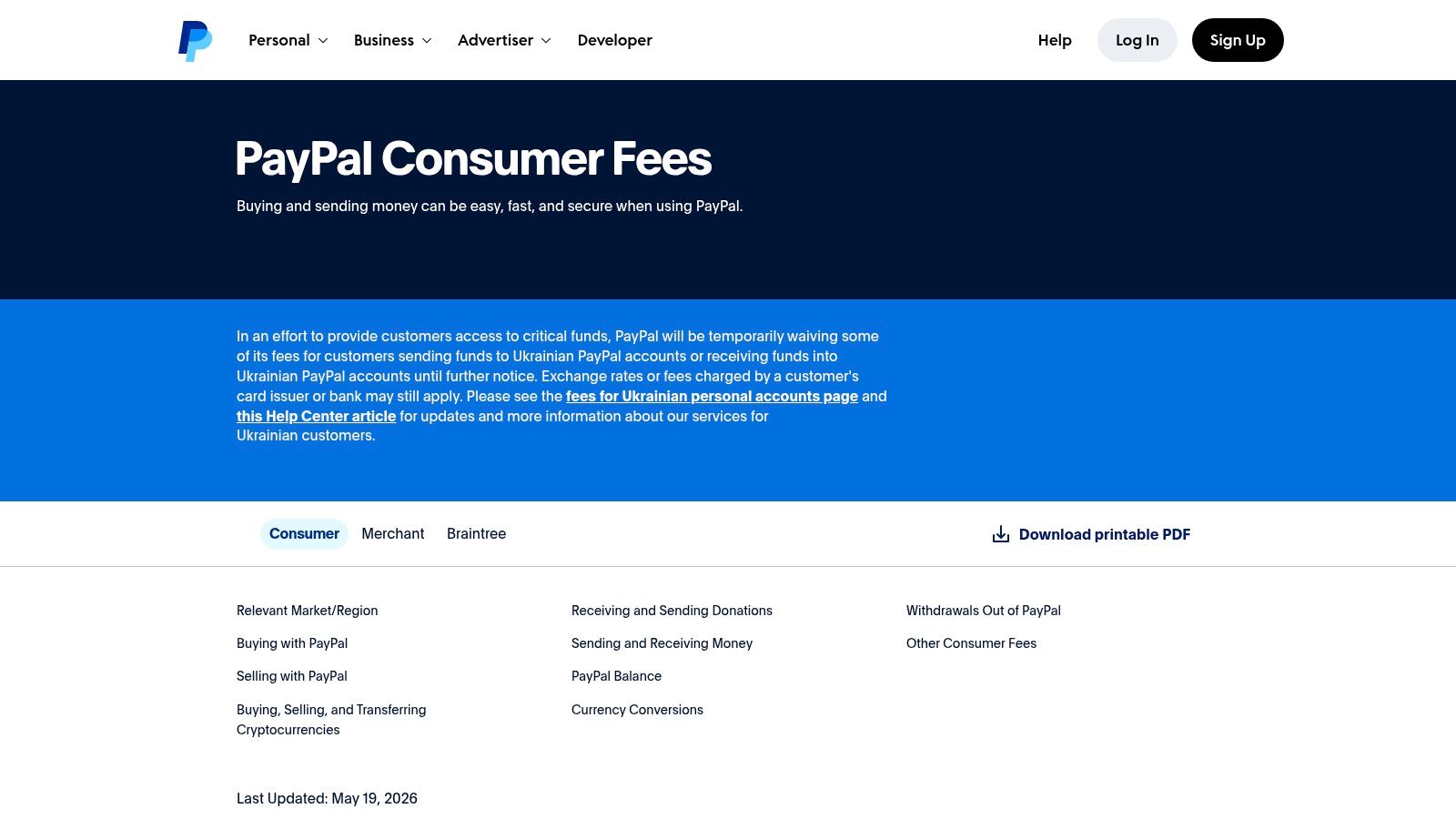 PayPal - Currency conversion and cross-border fees