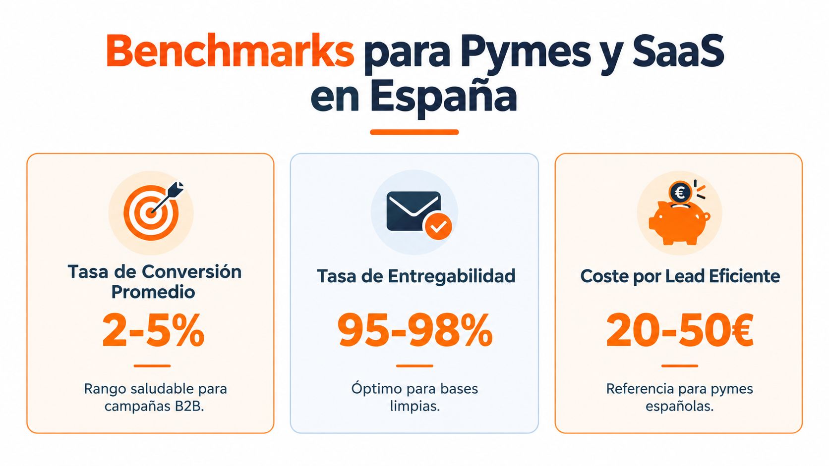 Infografía sobre métricas de rendimiento para empresas Pymes y SaaS en el mercado de España.