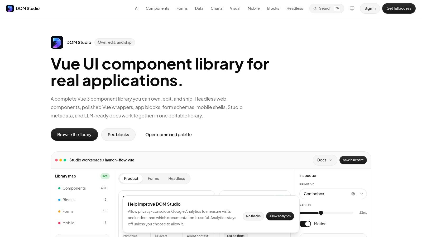Screenshot from https://getdom.studio