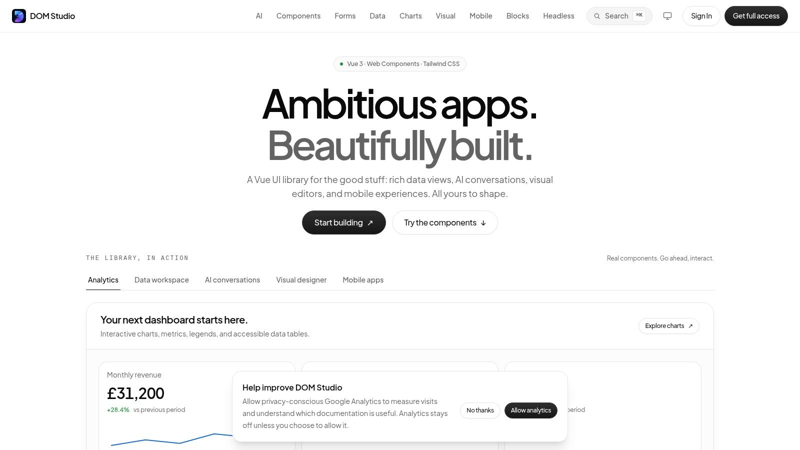 Screenshot from https://getdom.studio