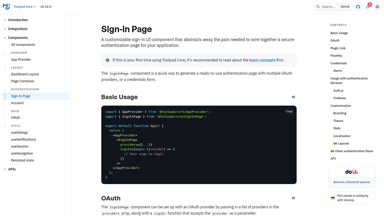 MUI Toolpad Core SignInPage