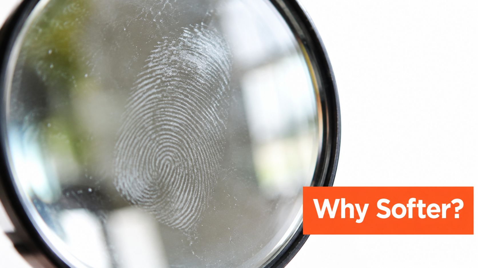 A close up view of a circular mirror surface with a visible human fingerprint smudge.