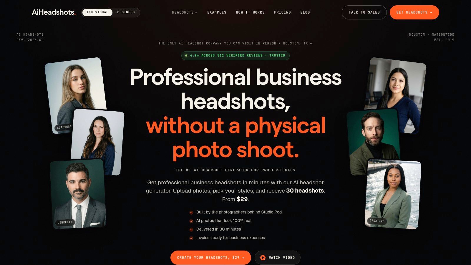 Screenshot from https://www.aiheadshots.ai