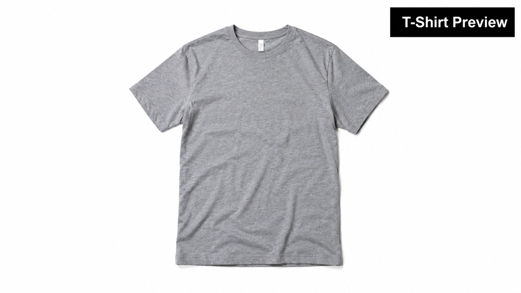 A high-quality grey crew neck t-shirt displayed flat on a clean white background for design mockups.
