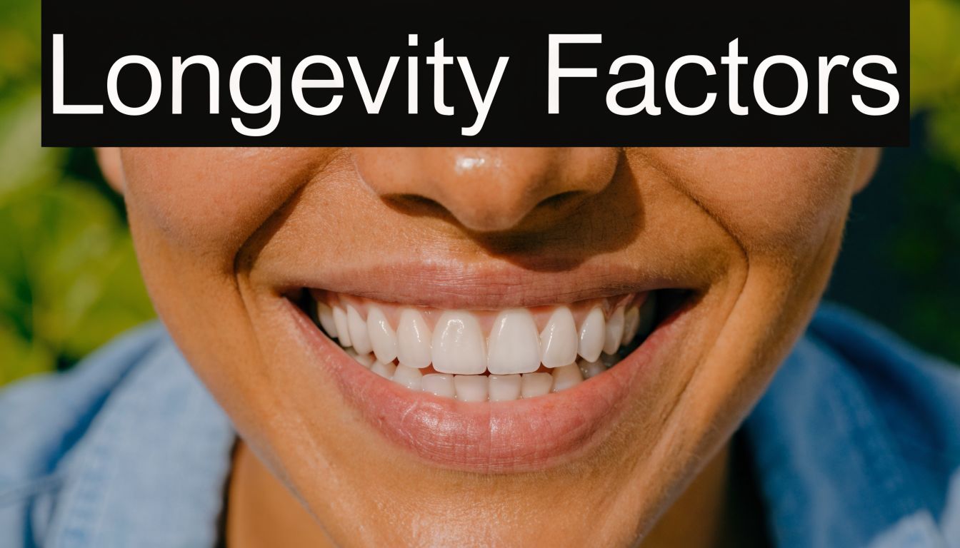 A close-up shot of a person with a bright, healthy smile highlighting dental longevity and wellness.