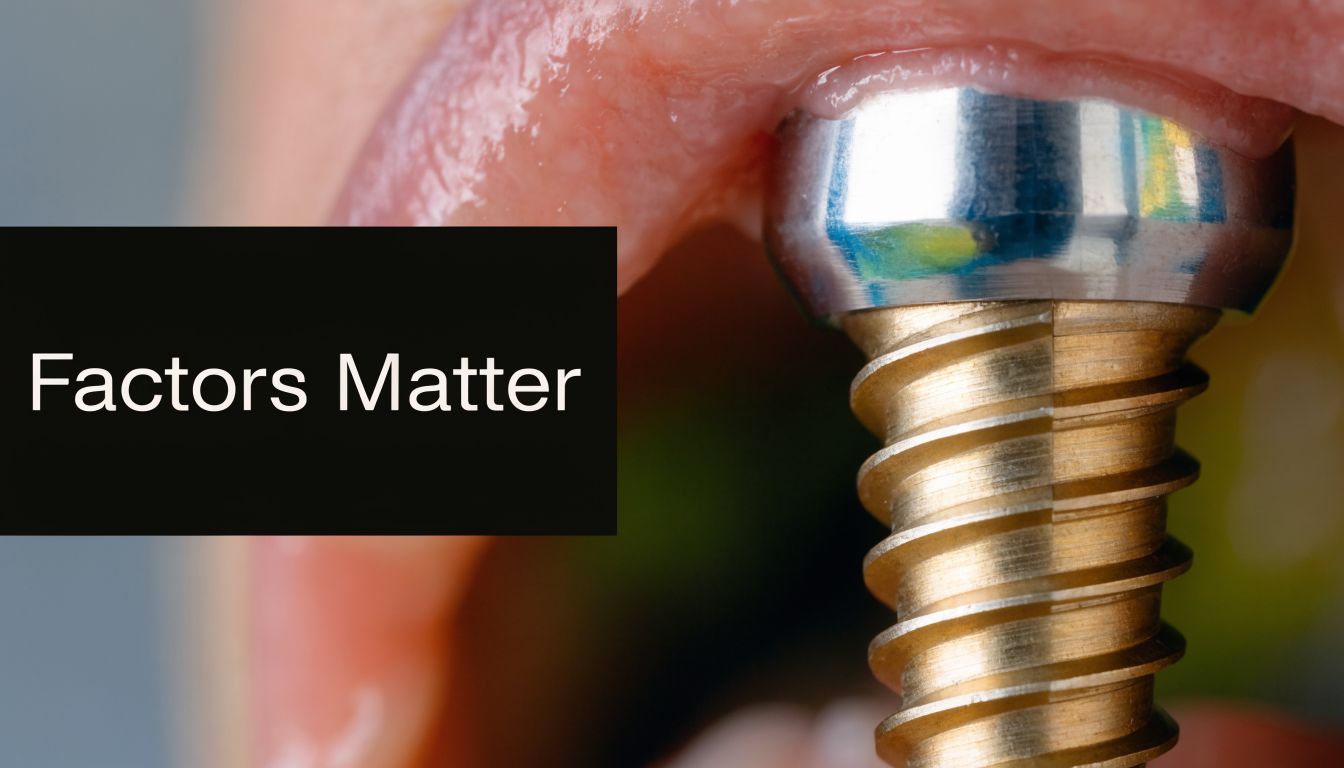 Close-up of a titanium dental implant post being placed into a patient's gum line.