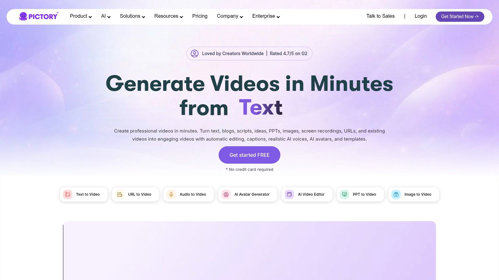 Pictory AI script-to-video platform