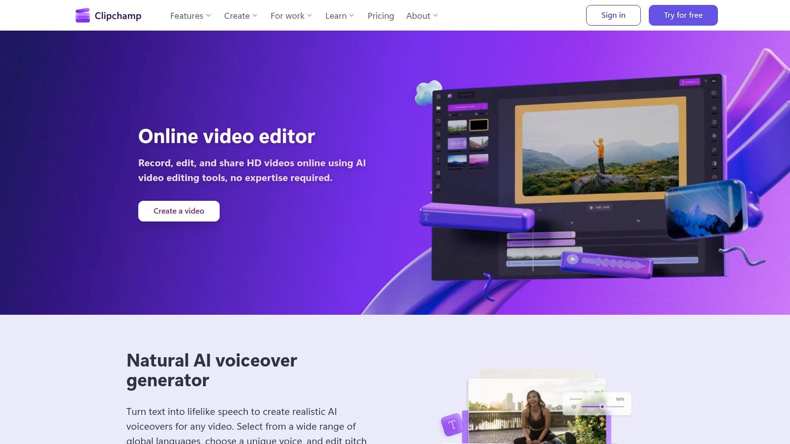 Microsoft Clipchamp video editor