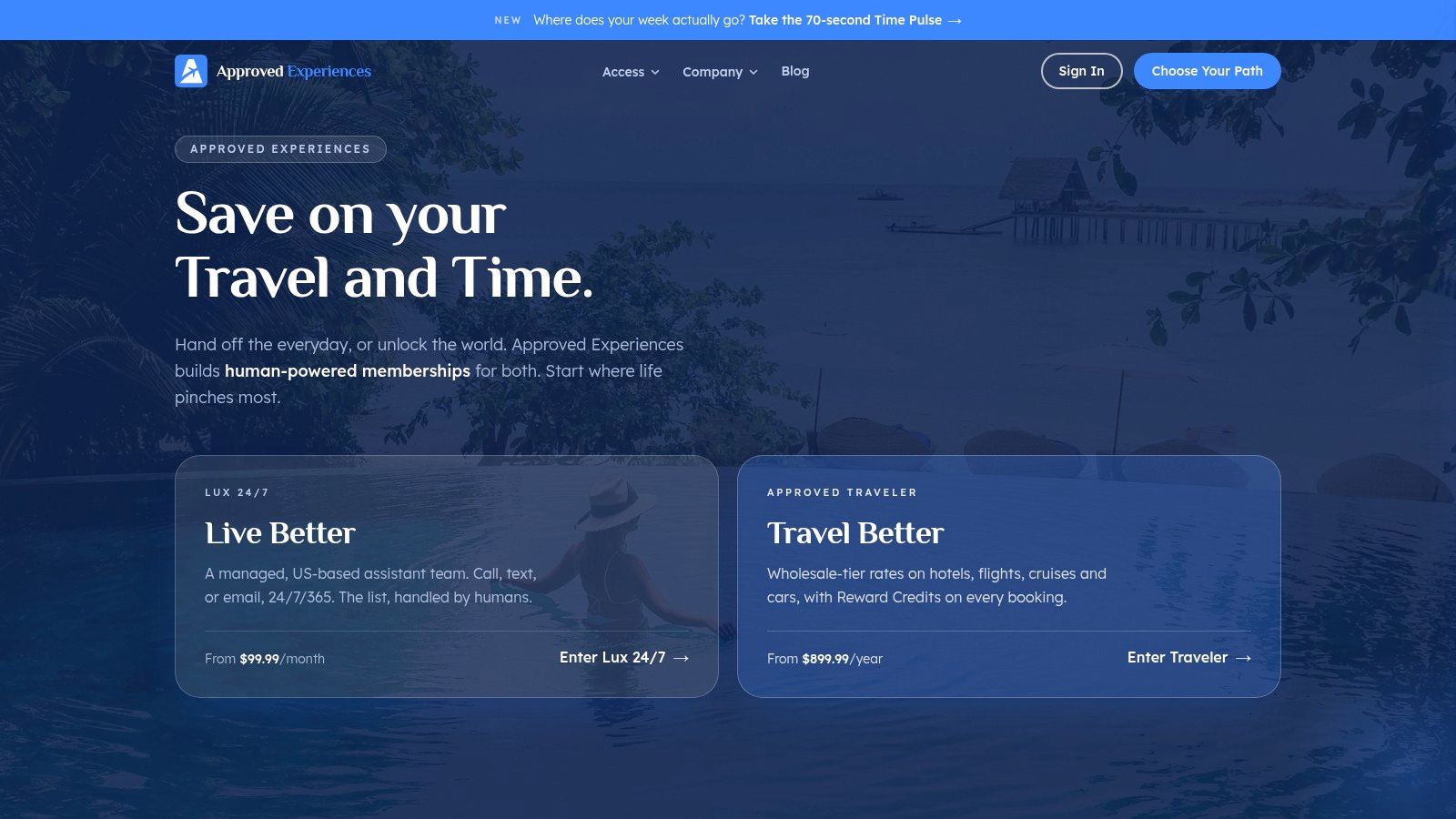 Screenshot from https://www.approvedexperiences.com