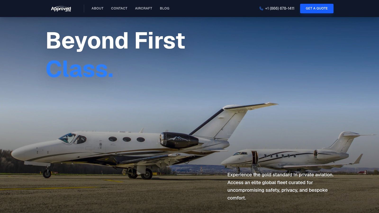 Screenshot from https://www.approved-jets.com