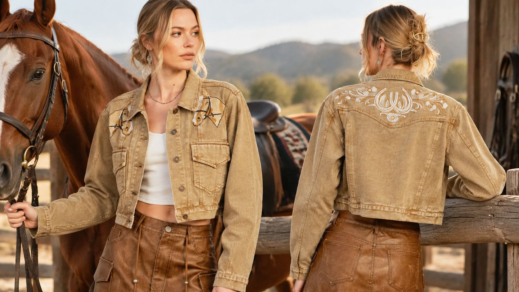Horseshoes & Horses Embroidered Denim Jacket