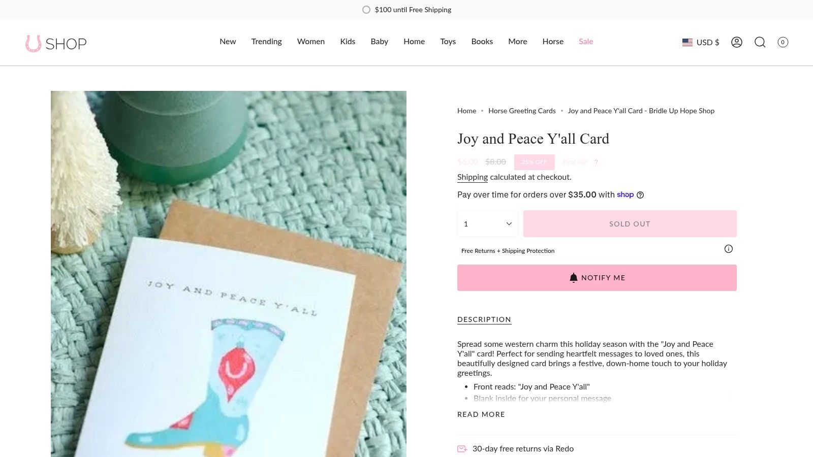 Joy and Peace Y'all Card
