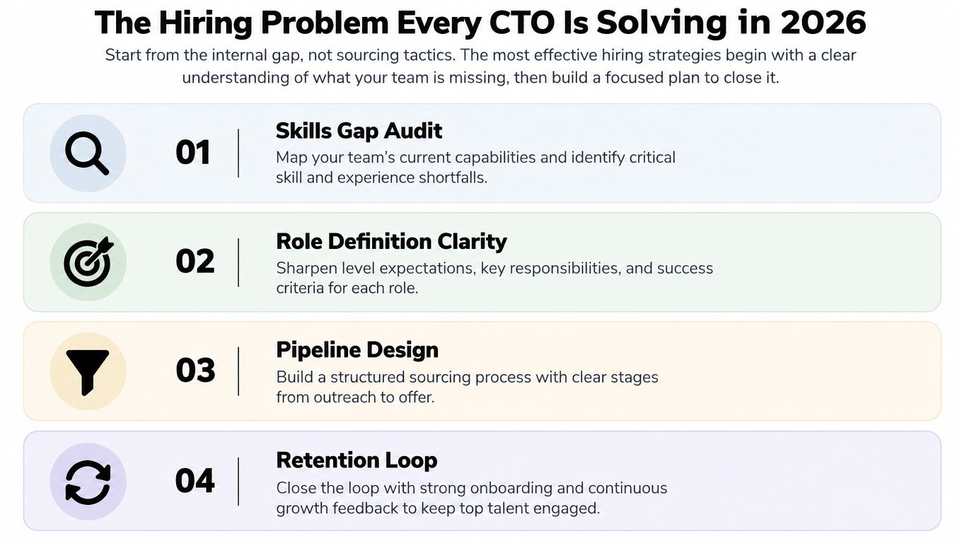 A four-step roadmap for CTOs on how to improve software engineering hiring strategies by 2026.