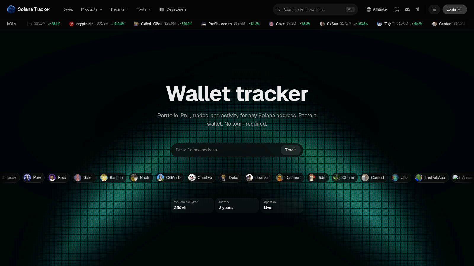 Solana Tracker Wallet Tracker