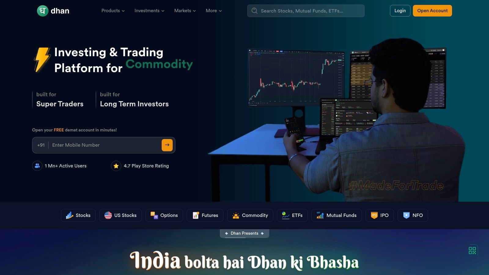 Dhan – Dhan Web/App + Options Trader + TradingView integration + DhanHQ API
