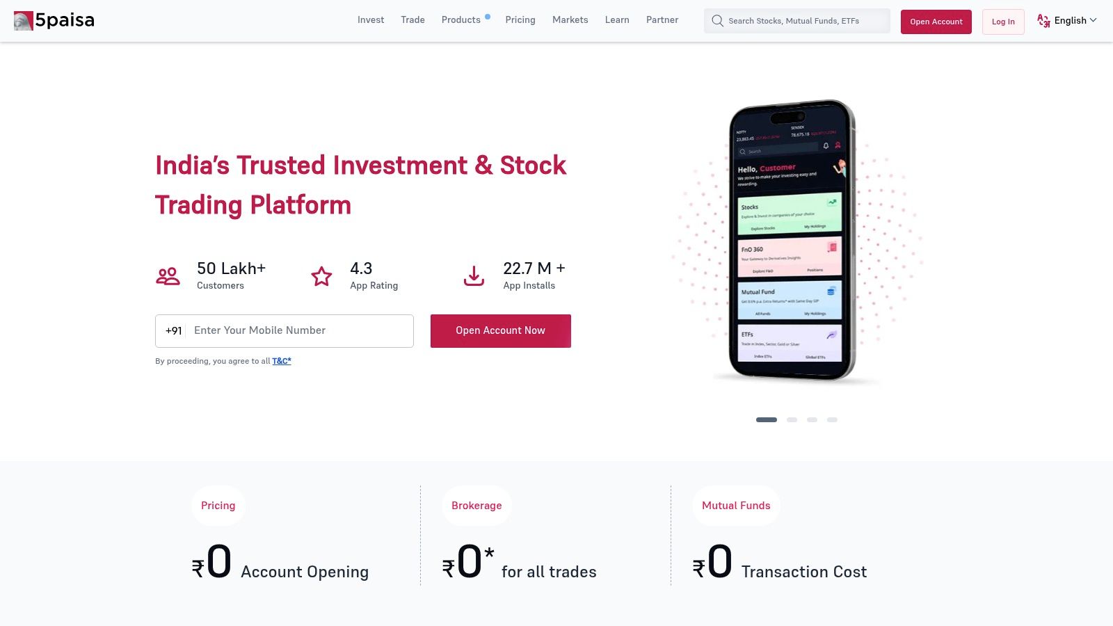 5paisa – App/Web + Xstream API