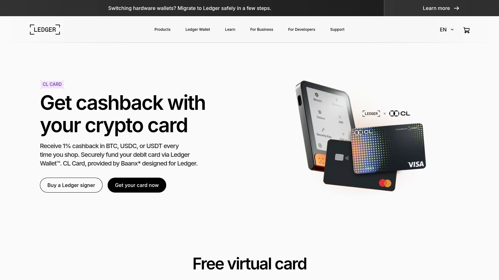 Ledger CL Card powered by Baanx