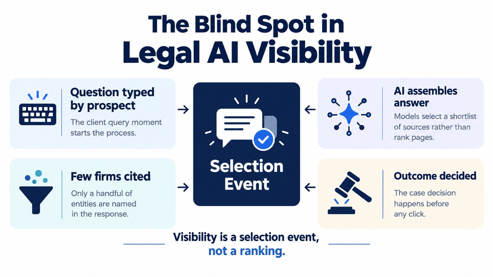 A diagram illustrating how legal AI search processes prioritize specific entities over traditional search ranking systems.