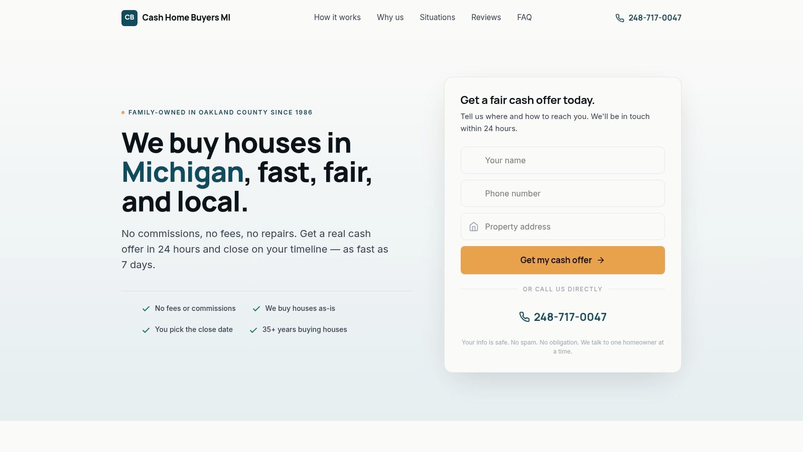 Cash Home Buyers MI (Oakland Homes LLC), Southeast Michigan