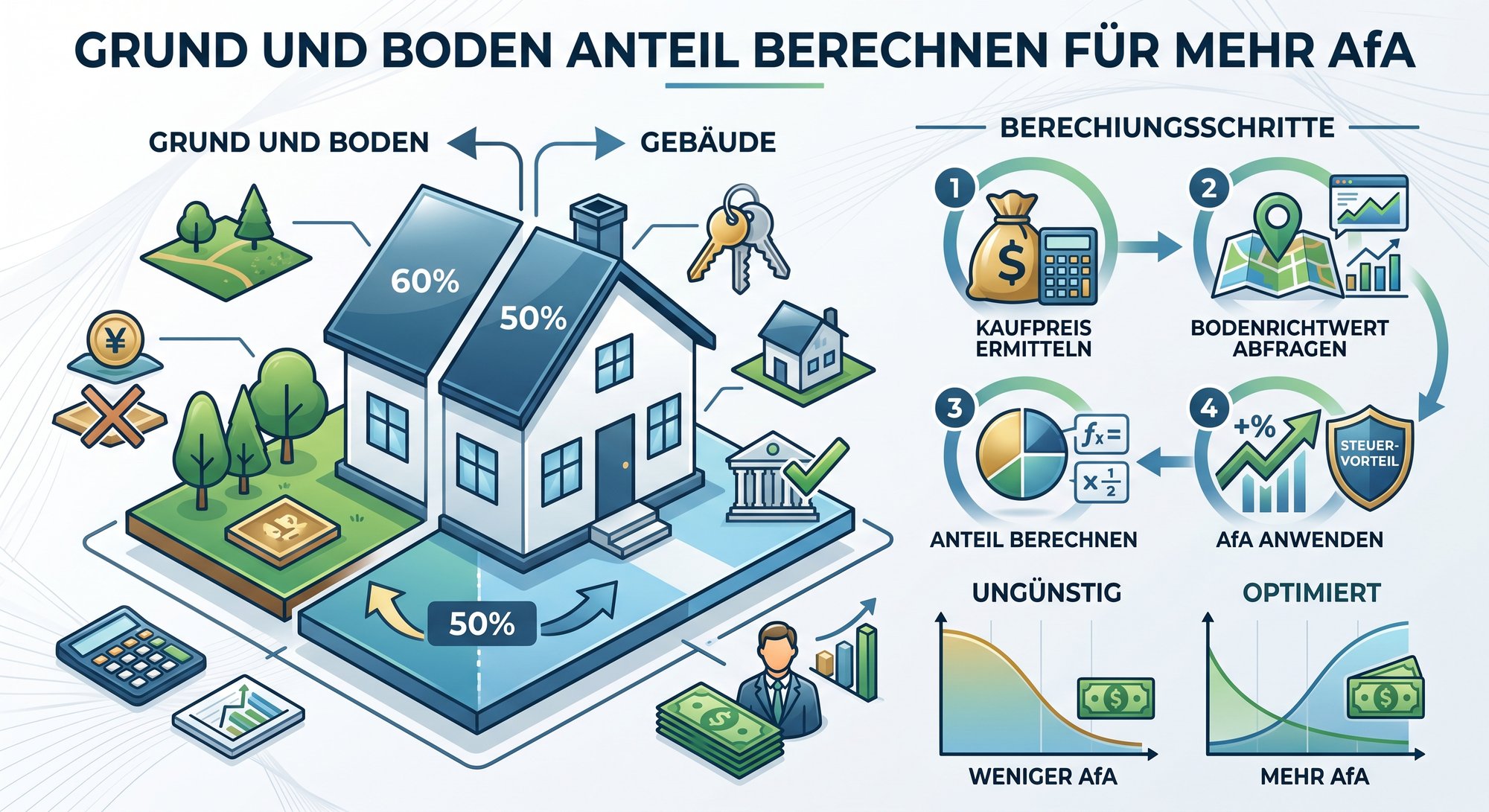 Grund und Boden Anteil berechnen für mehr AfA