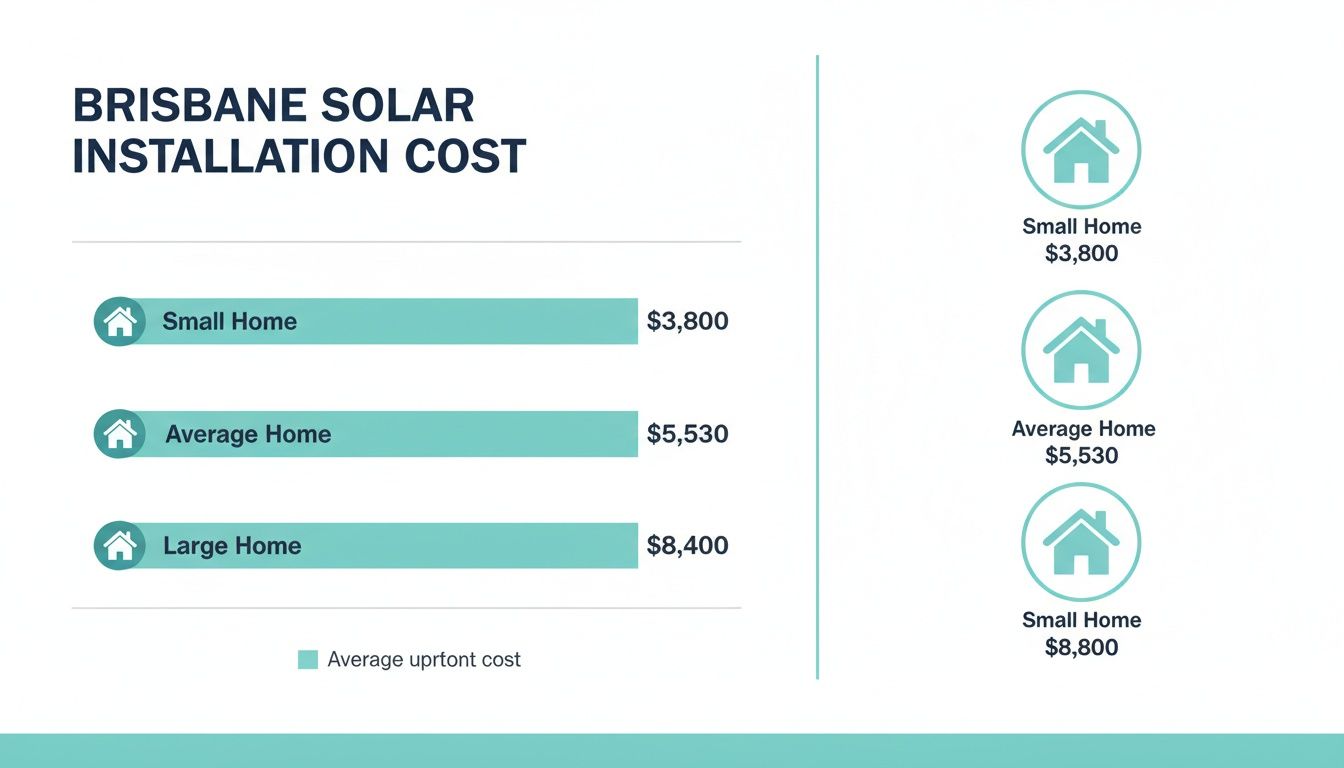 Chart displaying Brisbane solar installation costs for small ($3,800), average ($5,530), and large ($8,400) homes.