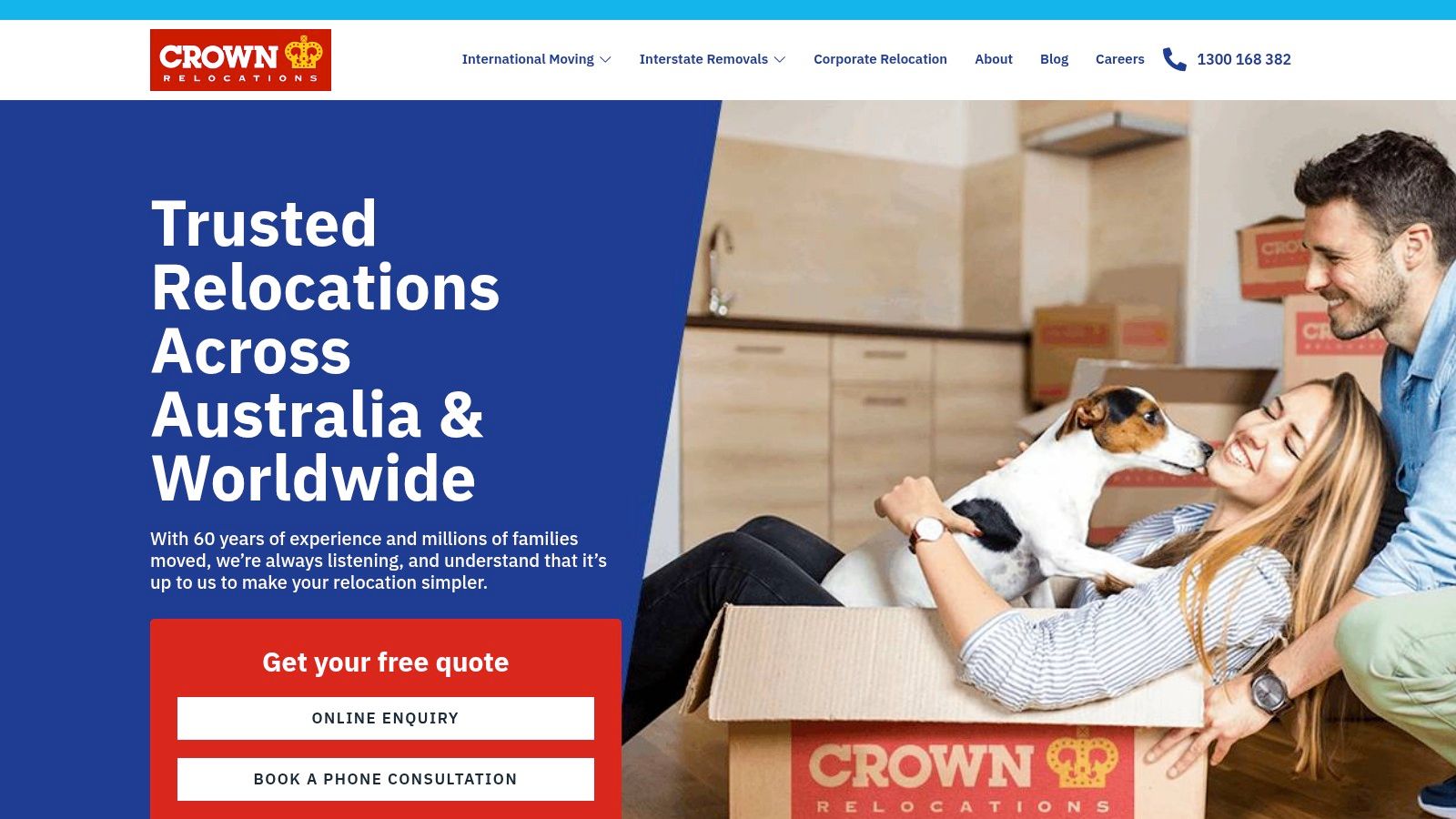 Crown Relocations (Australia) staff helping a family move into their new home.