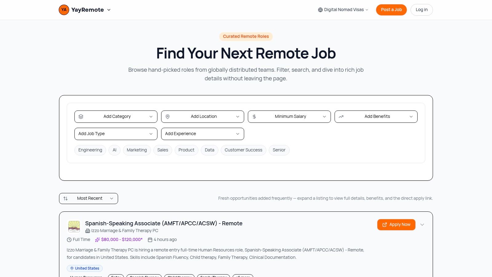 Screenshot from https://yayremote.com/remote-jobs