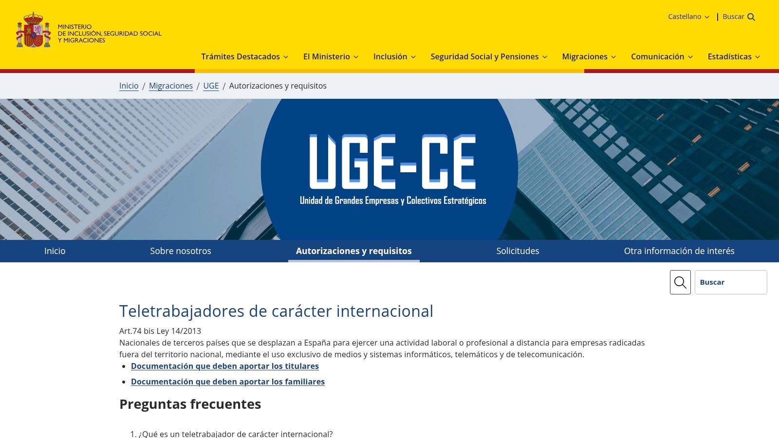 Spain — International Telework (Digital Nomad) Visa/Residence (Ley 14/2013)
