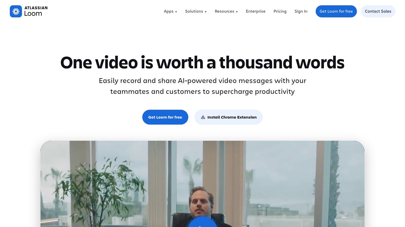 Loom homepage showing the platform's video messaging capabilities