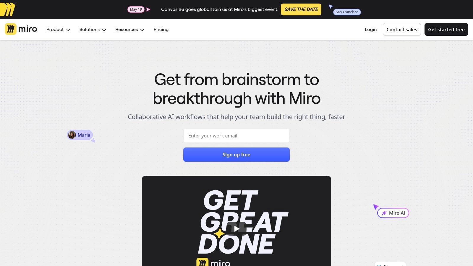 Miro's online whiteboard interface showing various collaborative templates