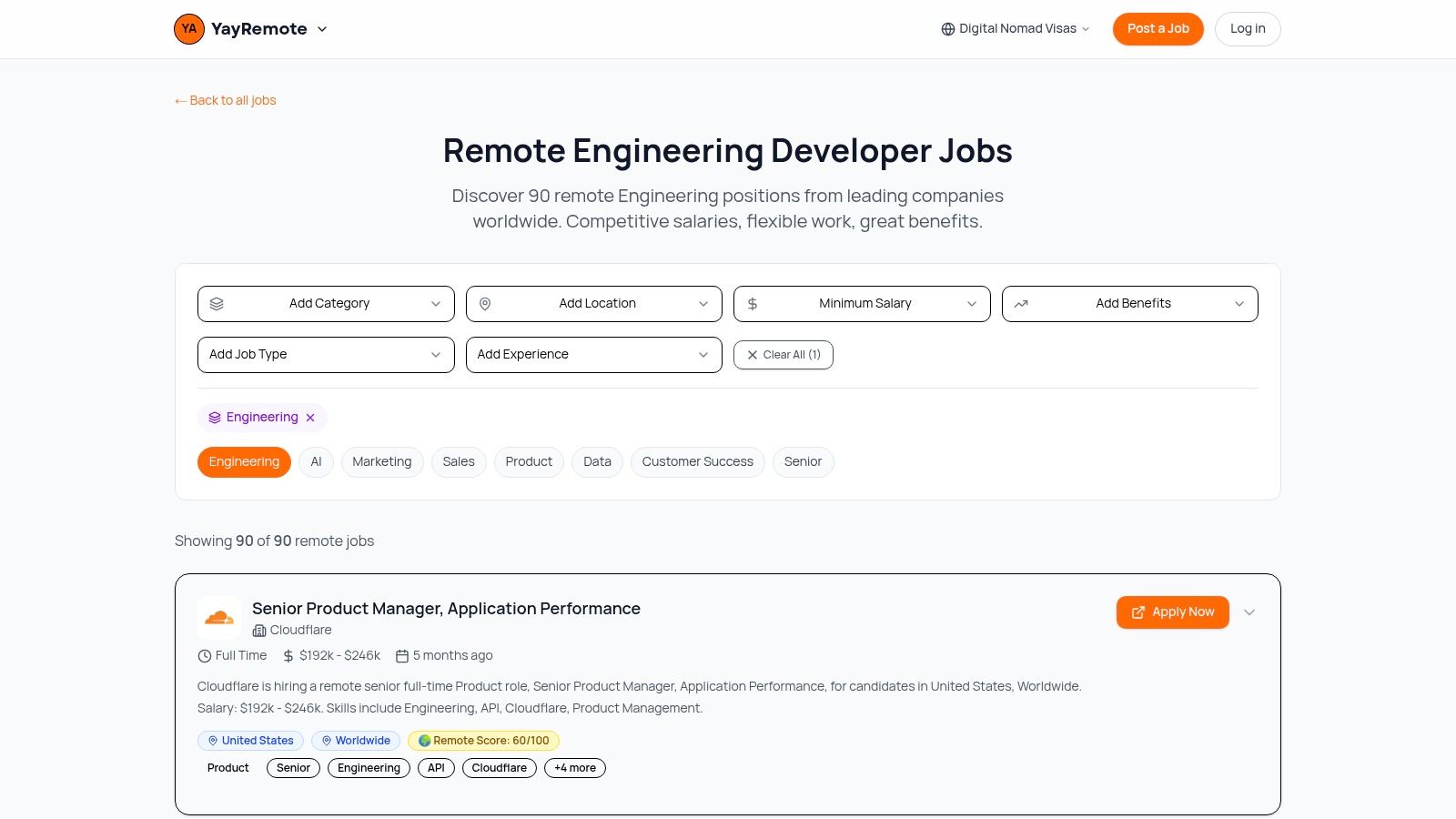 Screenshot from https://yayremote.com/remote-engineering-jobs