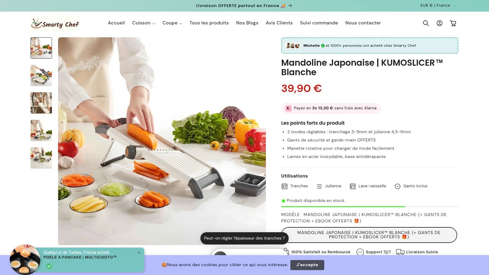 Screenshot from https://smarty-chef.com/products/mandoline-japonaise-kumoslicer-blanche