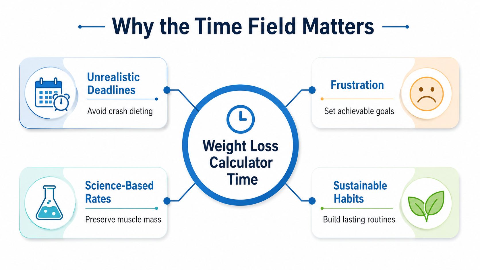 An infographic titled Why the Time Field Matters, illustrating key factors for effective weight loss planning.