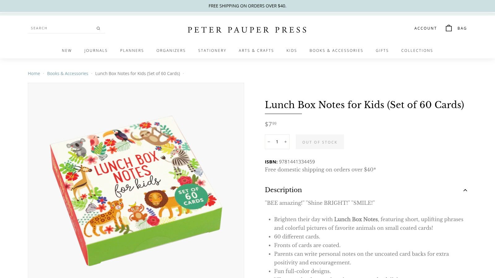 Lunch Box Notes for Kids – Set of 60 (Peter Pauper Press)