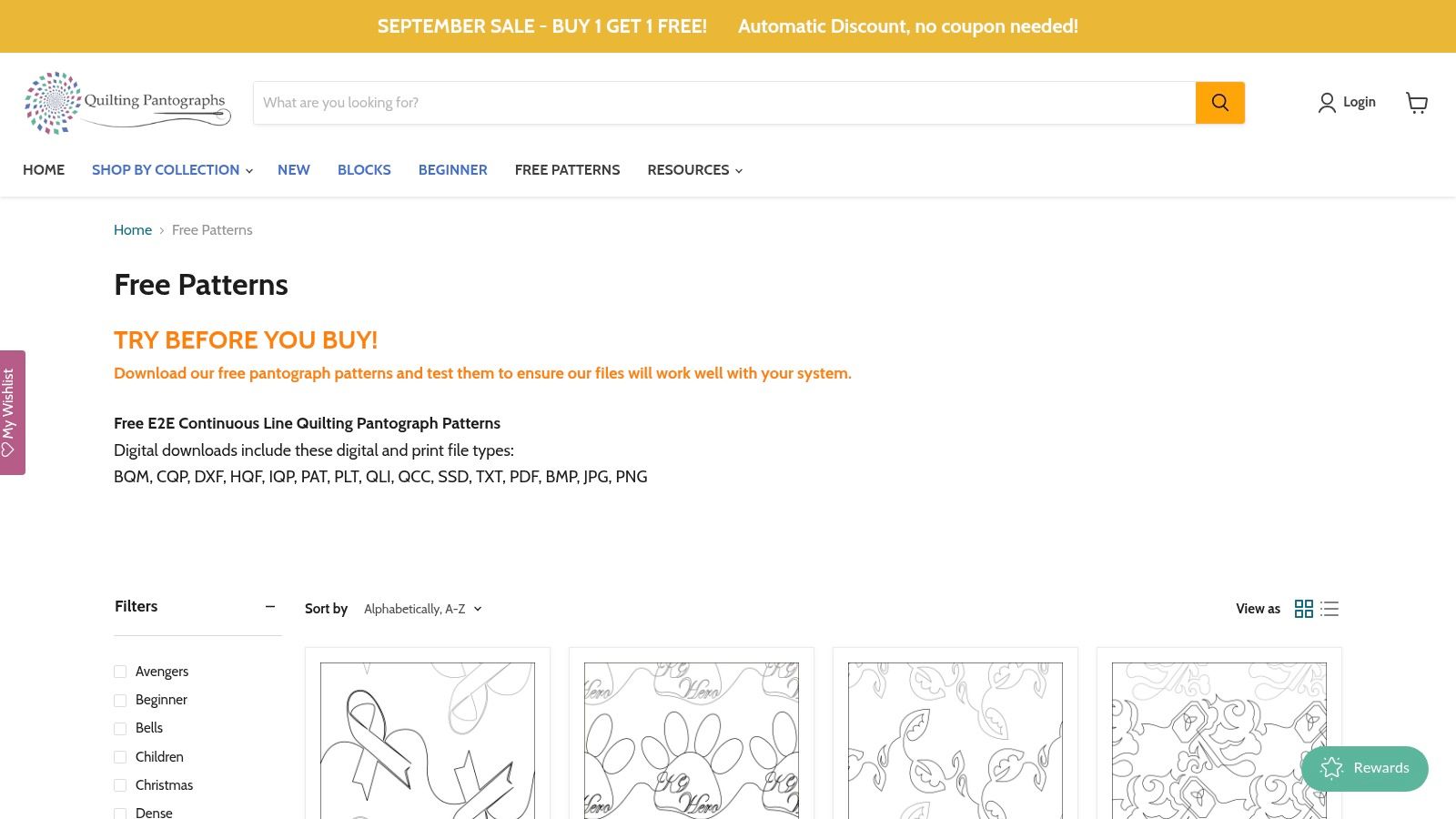 Free digital and printable pantographs from QuiltingPantographs.com