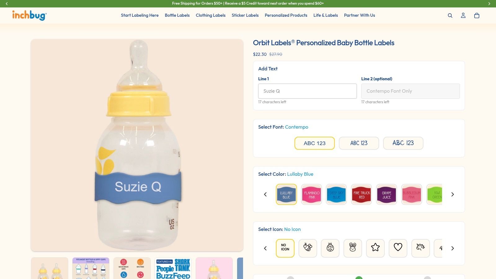 Orbit Labels Personalized Baby Bottle Labels