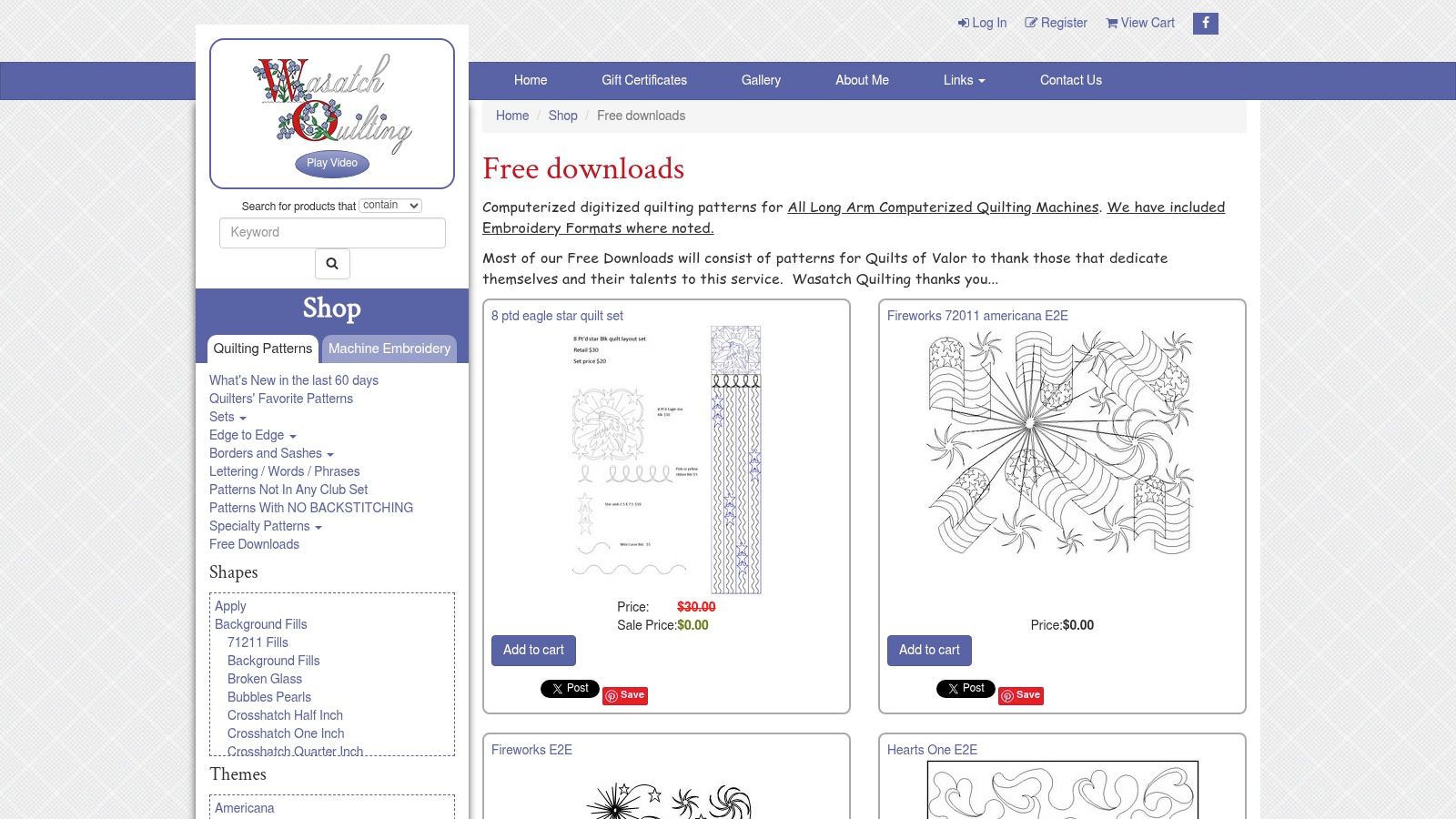 Wasatch Quilting free digitized quilting pattern
