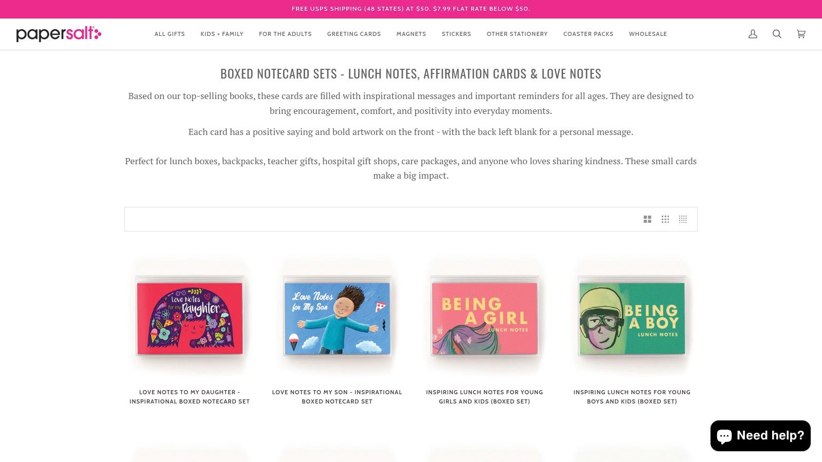 Boxed Lunch Notes & Affirmation Cards (Papersalt)