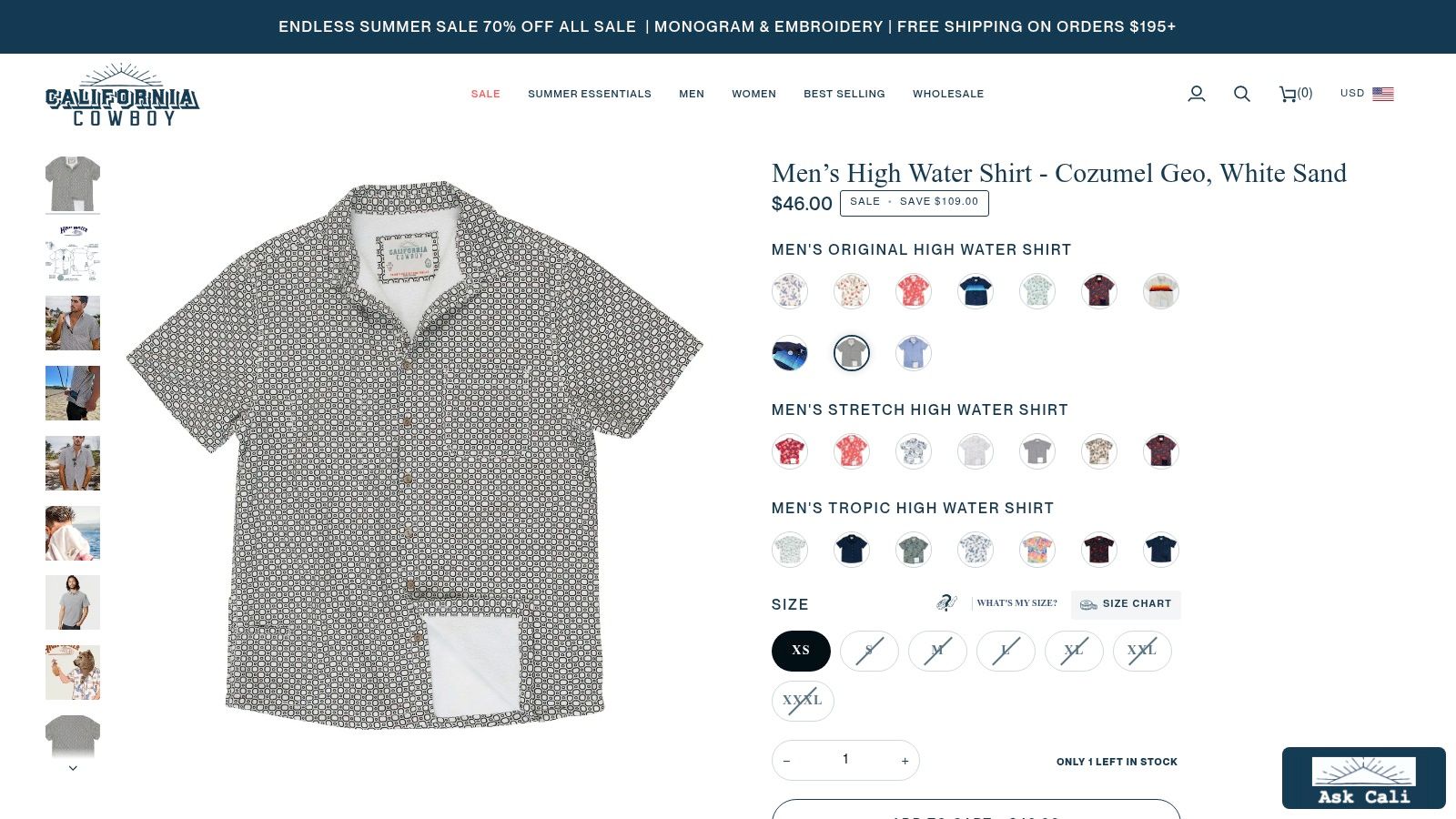 Cozumel Geo, White Sand High Water Shirt For Men