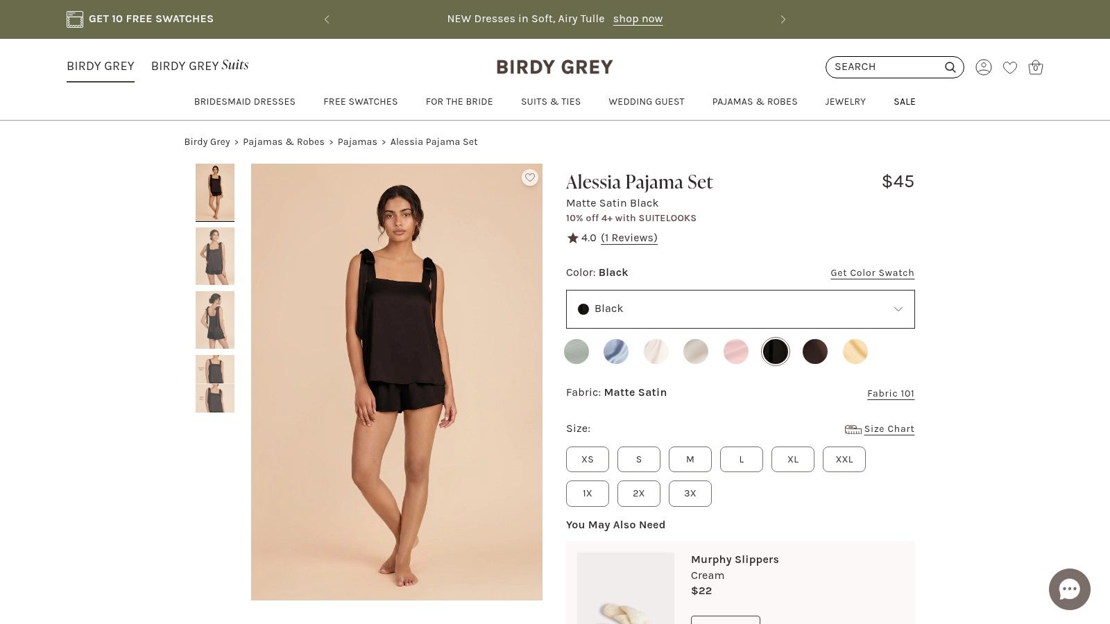 Birdy Grey Alessia Matte-Satin Pajama Set