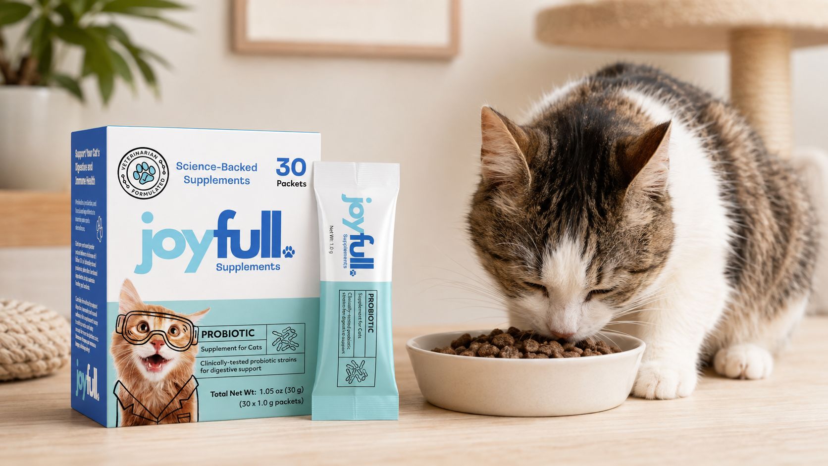 Probiotic Supplement for Cats - 30 Single-Serving Packets